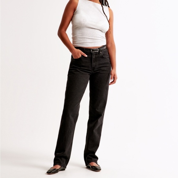 Abercrombie & Fitch curve love mid rise straight jeans, size 25, length short - Picture 1 of 3
